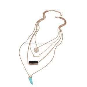 Fashion Multi Layers Geometric Chains Necklaces &amp; Pendant Women Resin Turquoise Gold Plated Accessories Jewelry