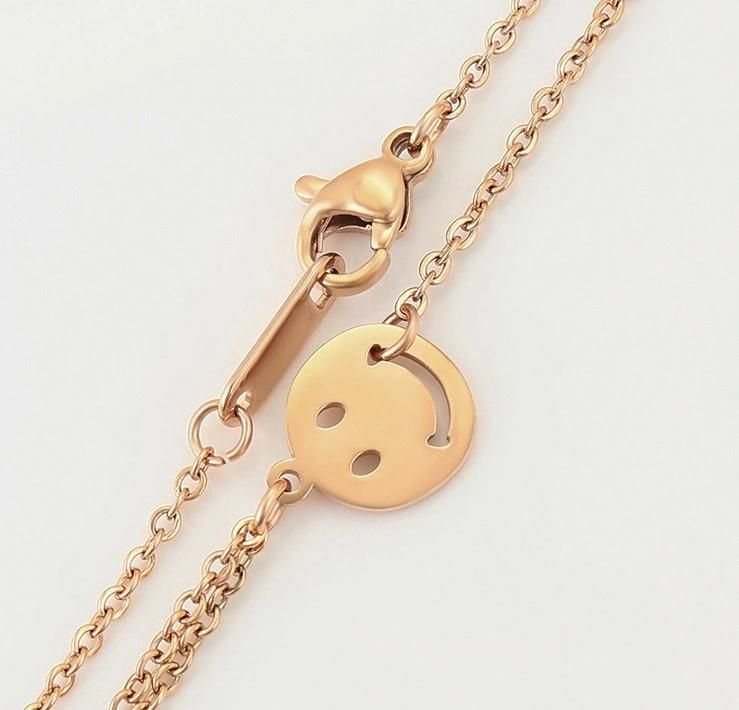 Fashion Stainless Steel Rose Gold Plated Face Pendant Necklace for Women Jewelry