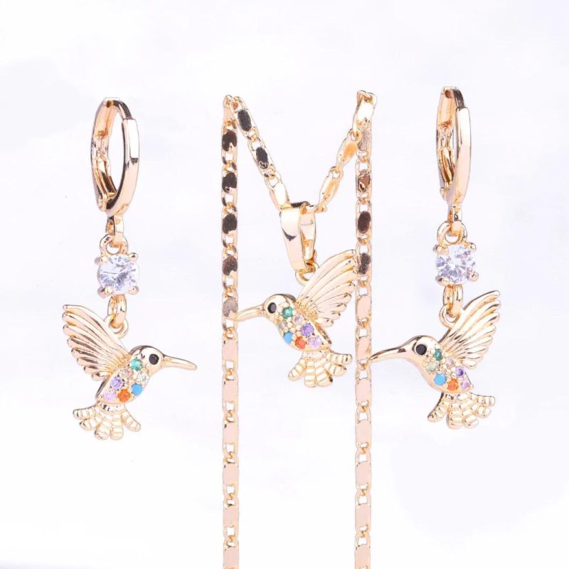 18K Rose Gold Plated Copper Alloy Brass CZ Jewelry Set for Party