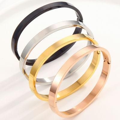 Women Jewelry Flat Bangle Custom Adjustable 18K Gold Bracelets