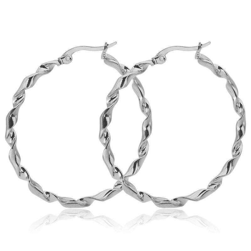Manufacturer Custom Fashion Jewelry High Quality PVD Gold Plated Stainless Steel Twisted Hoop Earrings Wholesale Earrings Hoop Charms