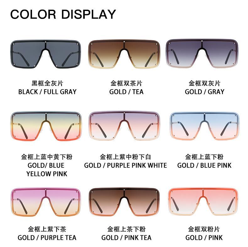 Sunglasses for New Trend Big Frame Sunglasses Female Gradient Color One-Piece Colorful Sunglasses Cross-Border Ins Square Glasses