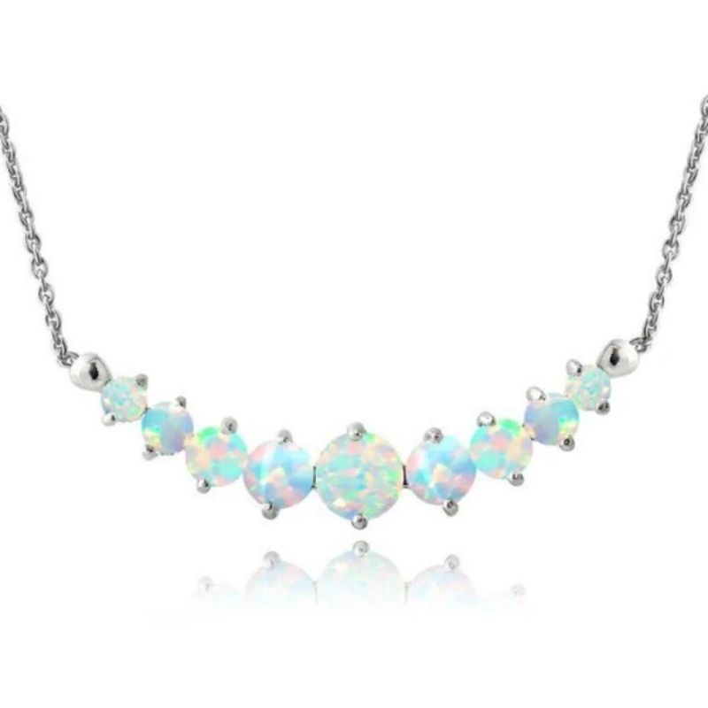 Charming Rose Gold Plated White Fire Opal Choker Graduated Necklace Jewelry Wedding Necklace