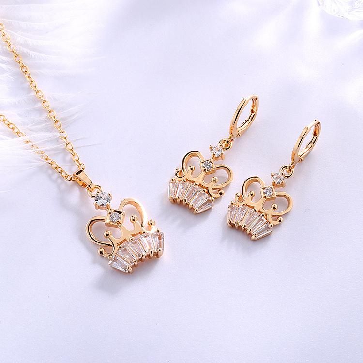 Factory Direct 18K Gold Plated Zircon Necklace Jewelry Set