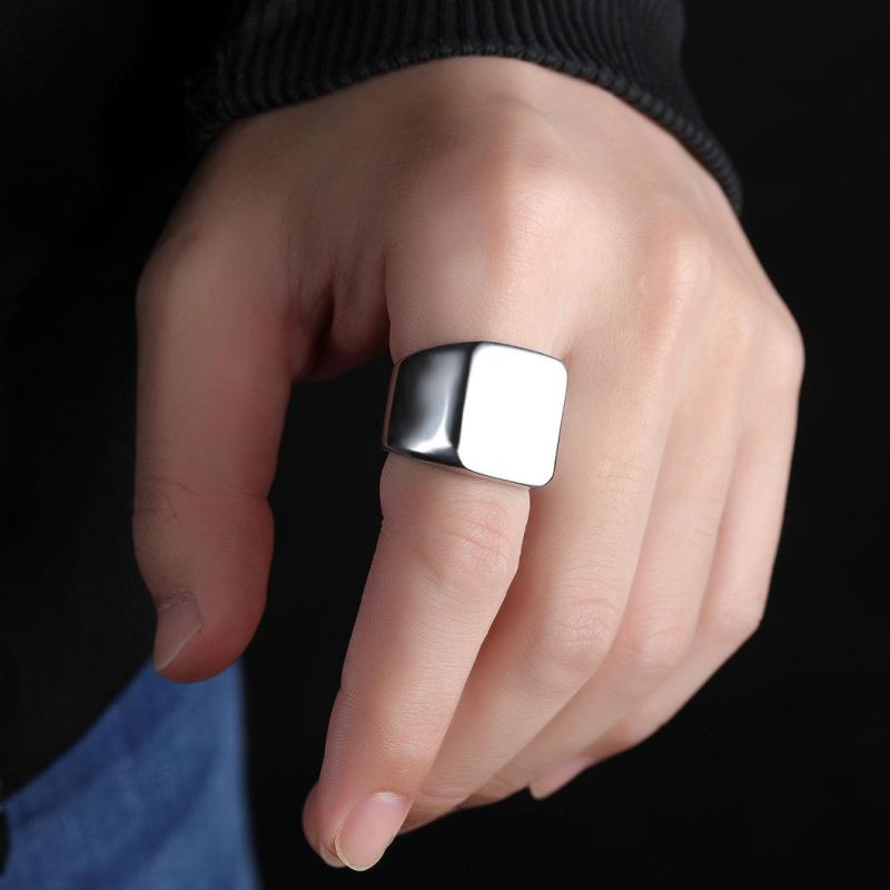 Fashion Jewelry Big Width Titanium Stainless Steel Men Finger Rings