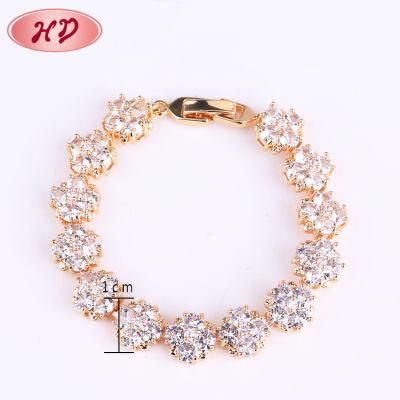 Customized Crystals Copper Fashion Jewellery Gold Bracelet for Women