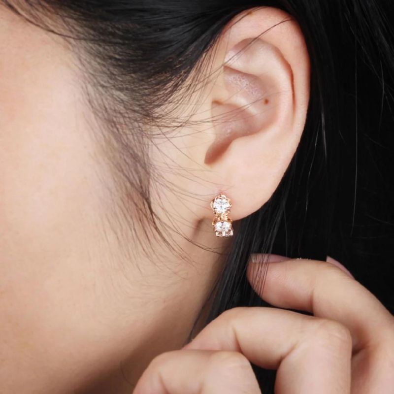 Hot Selling Gold Eaaring Charm Hoop Earring 925 Silver Rose Gold Plated Moissanite Jewelry