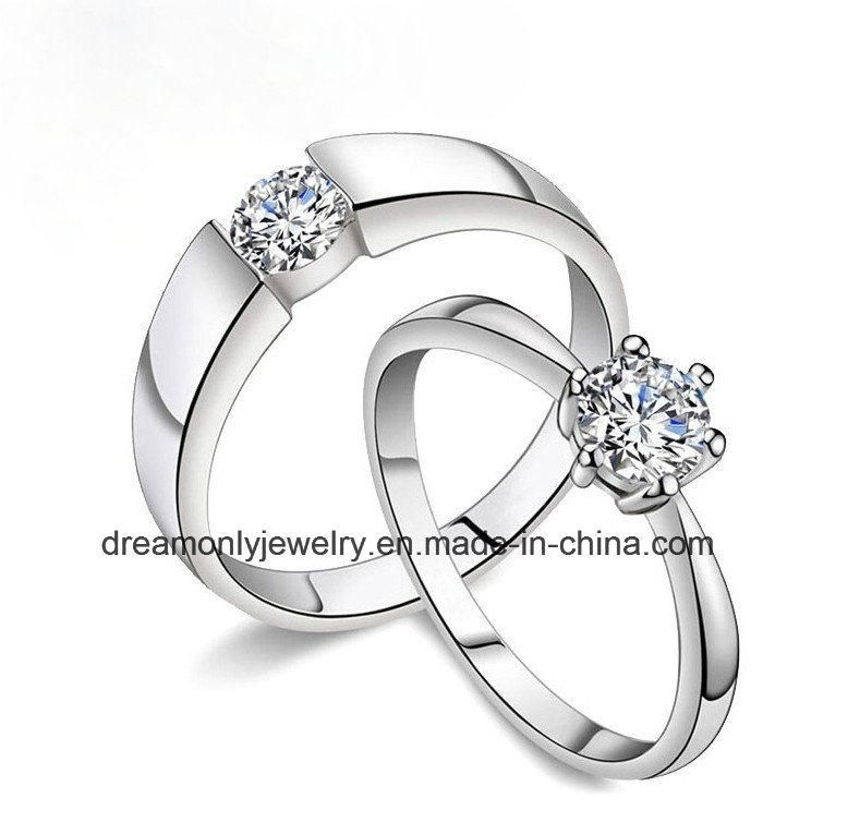 Fashion 925 Sterling Silver Cubic Zirconia Engagement Wedding Ring for Women