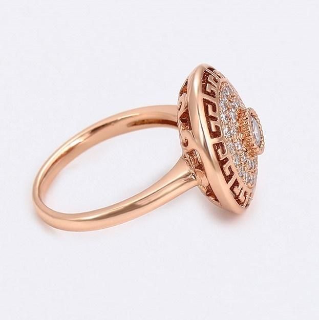 Unique Design Engagement Rose Gold Plated Color Diamond Elegant Shape Design Ring Women