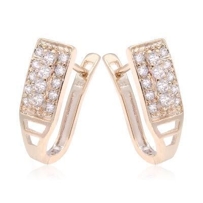 Exquisite Zircon Copper Gold-Plated Jewelry Earrings