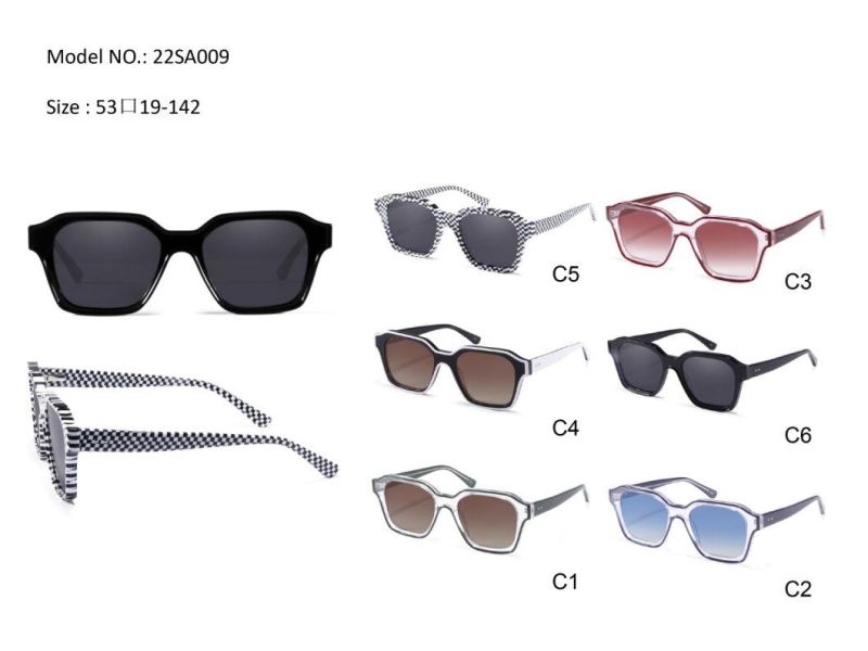 Top Fashion Wholesale Sun Glasses Vintage Acetate Cr39 Man Woman Sunglasses Checkerboard New Color Sunglasses
