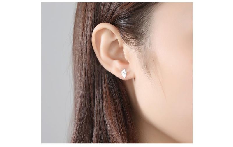 Fashion 925 Silver Rabbit and Carrot Design Custom Ear Studs
