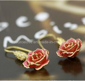 Fashion Jewellry-24k Gold Rose Earring (EH044)