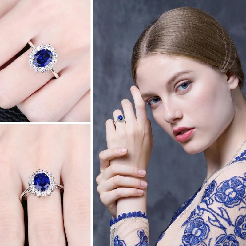 Women Jewelry Blue Sapphire Gemstone Ring 925 Sterling Silver Ring