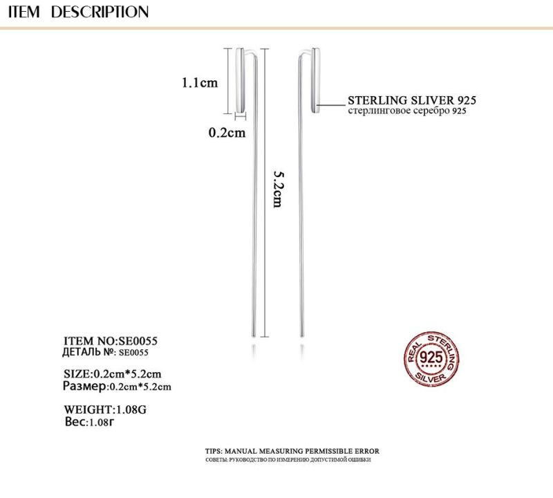 Costume Imitation Sliver Fashion Jewelry Line Earring for Lady
