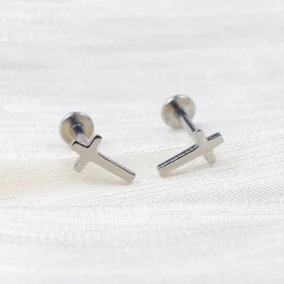 Eternal Metal ASTM F136 Titanium Cross Internally Threaded Labret Jewelry Piercing