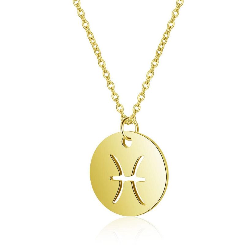 PVD Plating Fashion Jewelry Manufacturer Custom 18K Gold Plated Jewelry High Quality Water Proof Stainless Steel 12 Zodiac Necklace