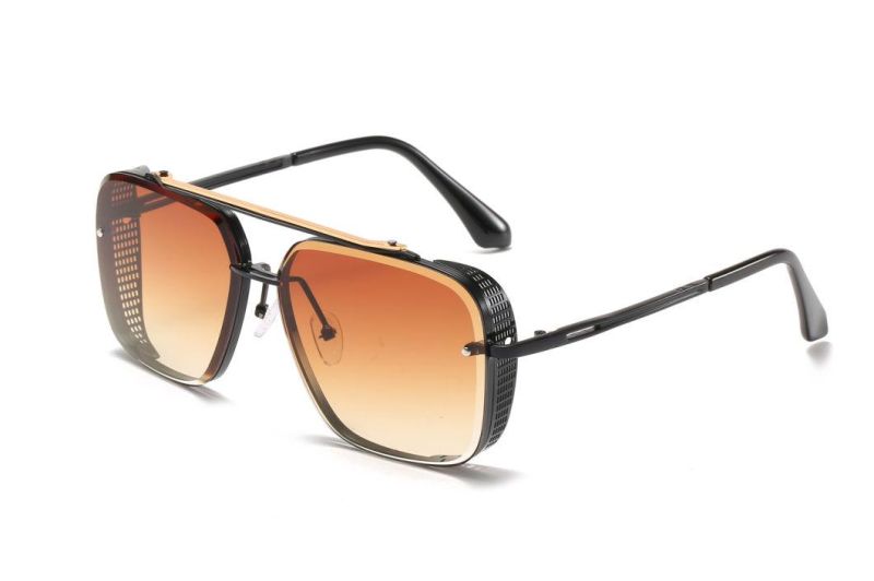 2020 No MOQ Vintage Square Metal Ocean Lens Sunglasses