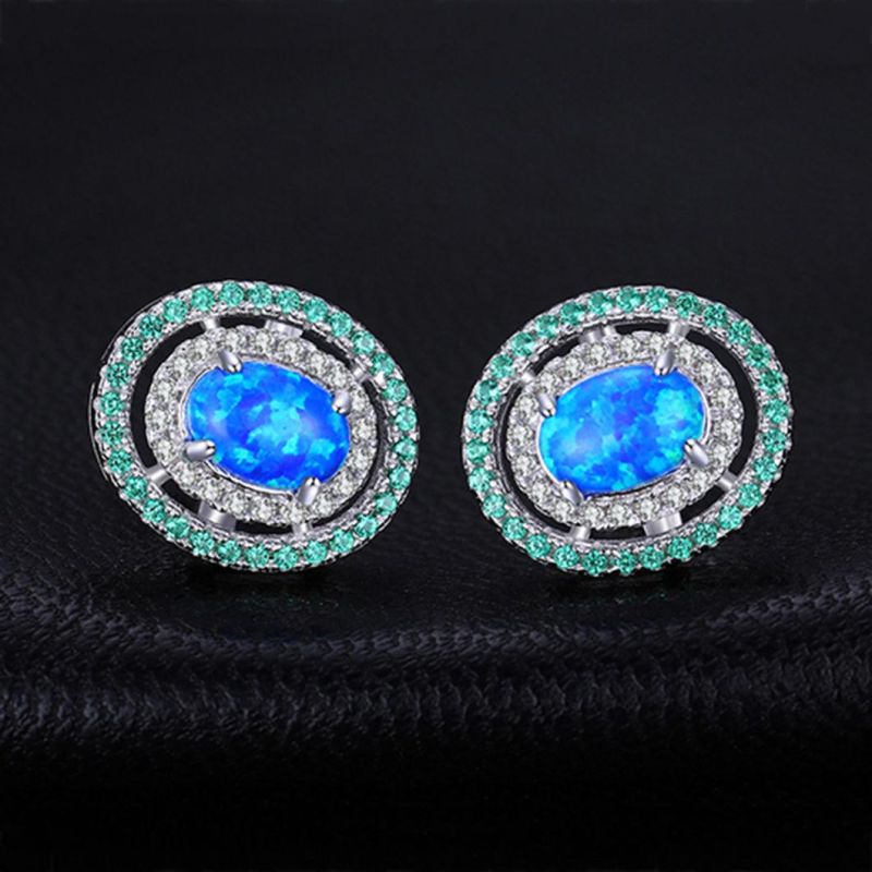New Design 925 Sterling Silver Opal Stud Earrings for Girls Women Jewelry