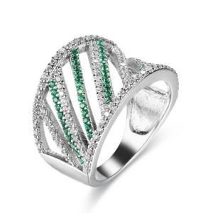 Fashion White Gold Plated Jewelry Colorful CZ Lady Party Ring