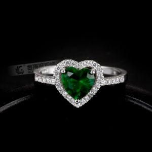 Heart Shaped 925 Sterling Silver Emerald Green Stone Ring