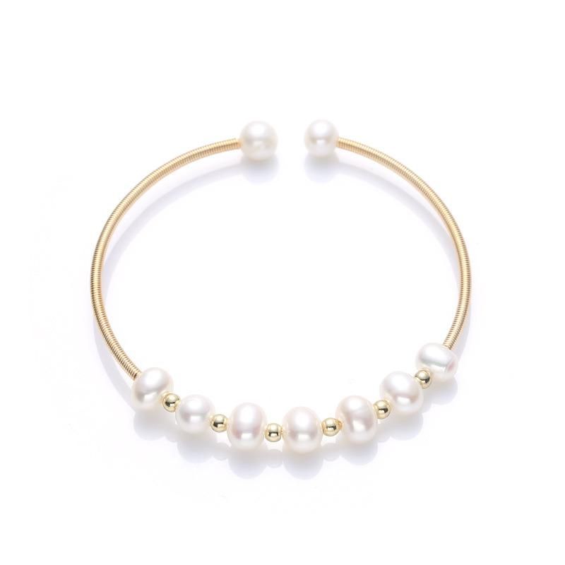 Natural Freshwater Pearl 14K Gold Pearl Bracelet