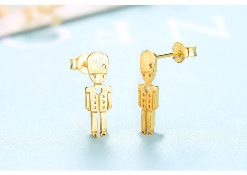 Soldier Segment Silver Earring Piercing Ear Studs