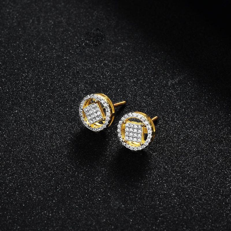 Cool S925 Silver Zircon Hiphop Round Jewelry Stud Earring