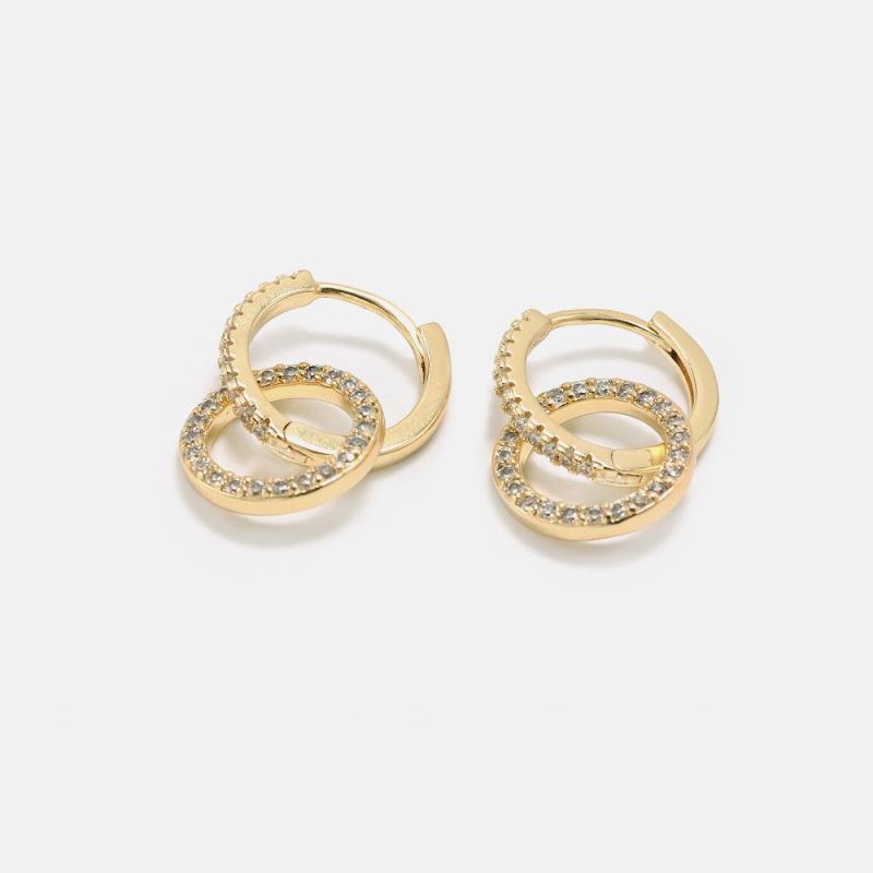 Fashionable Simple Earrings for Women Gold-Plated Zircon Circle Earrings