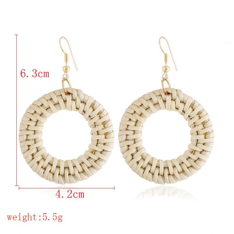 4 Pairs Fashion Jewellery Wicker Braid Hoop Drop Dangle Woven Earring