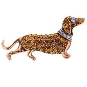 Crystal Stainless Steel Rose Gold Dog Pendant (PZ8608)