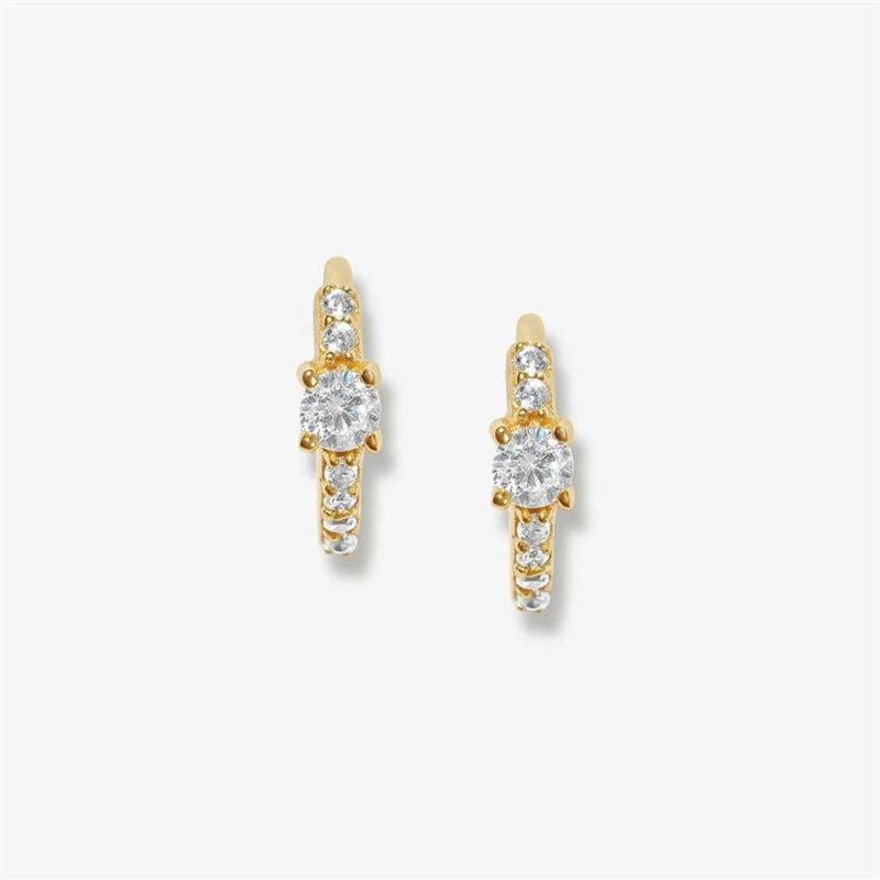 925 Sterling Silver Pave Cubic Stones Huggie Earrings for Daily Wearing, Wedding and Party Fashion Jewelry