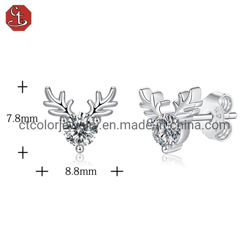 Hot sale 30 points moissanite antler accessories Sterling silver fashion jewelry earrings for girls