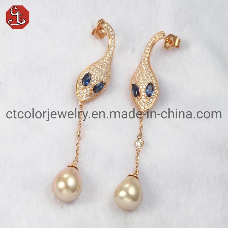 925 Silver Brass Lady Jewelry Shell Pearl Fashion Jewelry Set