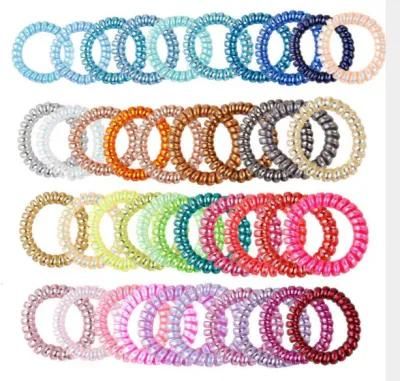 Wholesale 24 Colors Telephone Wire Hair Tie Spring Hair Tie Coil Hair Band