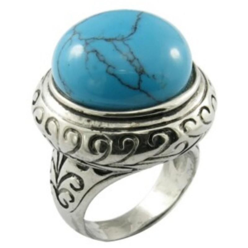 Gem Stone Ring Turquoise Jewelry Steel Ring