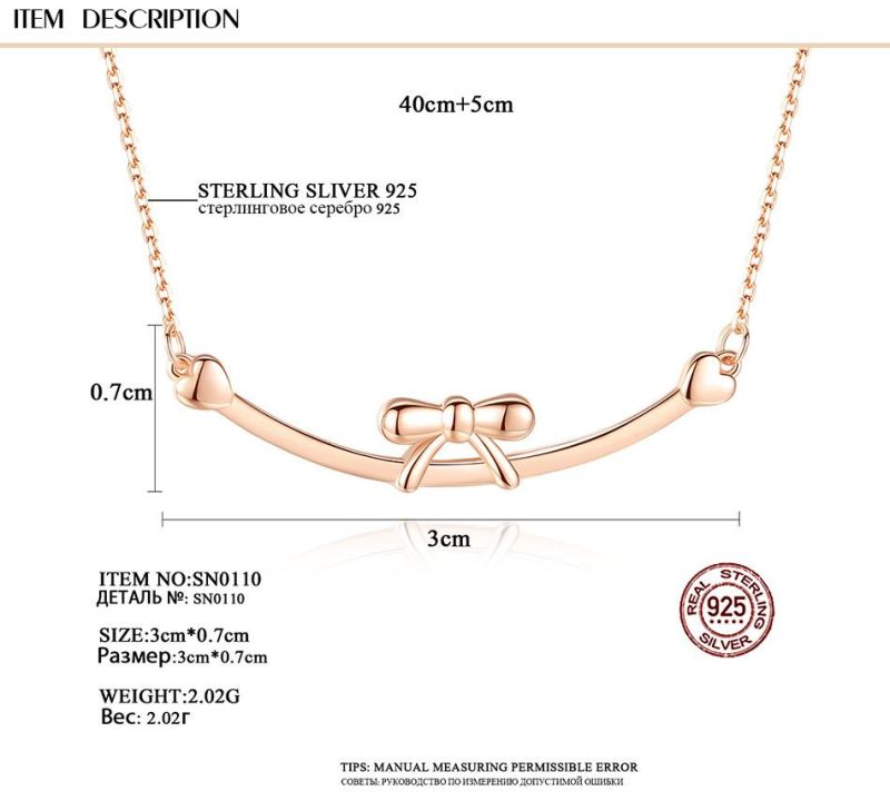 Latest Designed Silver Bowknot Shape Chain Necklace