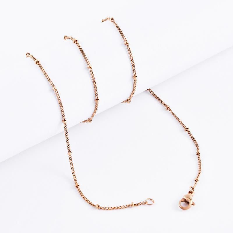 Fashion Jewelry Accessories Stainless Steel Satellite Necklace Curb Chain Necklace with Beads for Lady Jewelry