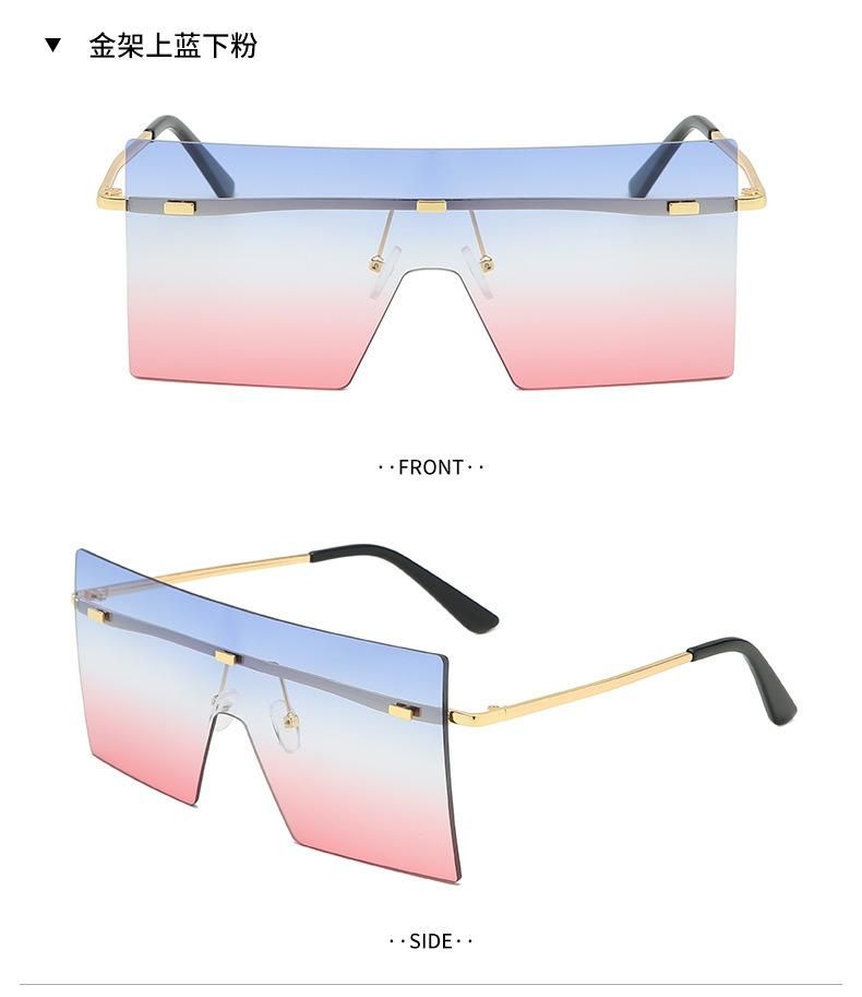 2020 Hot Sale Amazon Big Size Fashionable UV400 Oversize Rimless Metal Sunglasses