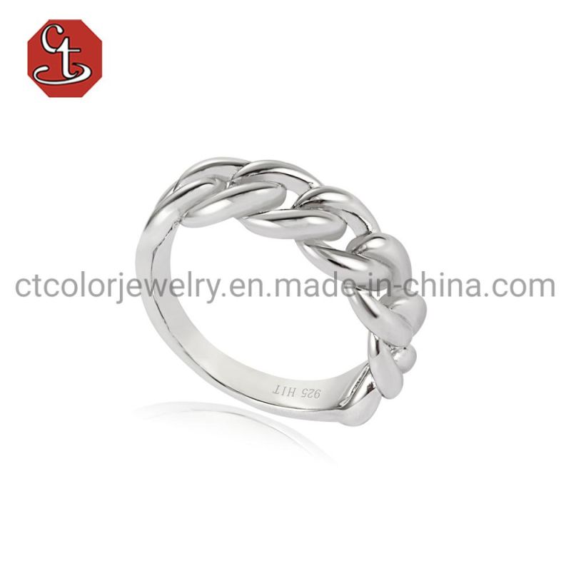 Wholesale Fashion 925 Silver Fine Jewelry Chain Rings for Women