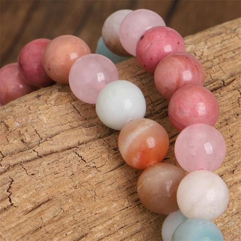 Natural 8mm Rhodochrosite Amazonite Beads Necklace Peaceful Heart 108 Bead Mala Jewelry Buddha Prayer Bracelet Necklace