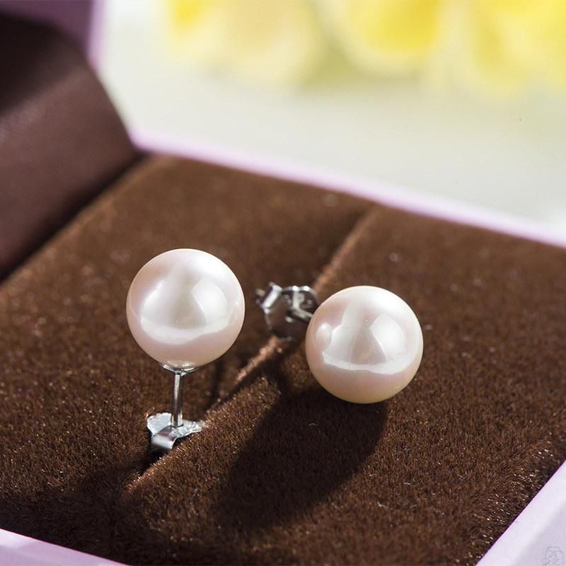 Fashion Women Jewelry 925 Sterling Silver Earrings Pearl Stud Earrings