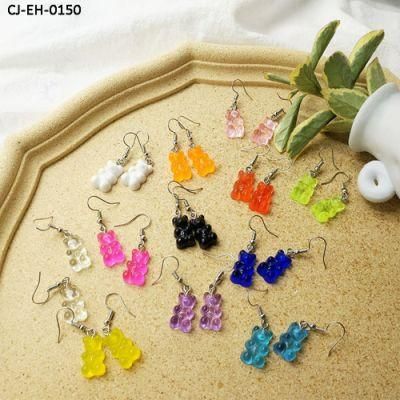 Factory Wholesale Gummy Colored Cartoon Gummy Bears Earrings, Ear Hooks, Ear Pins