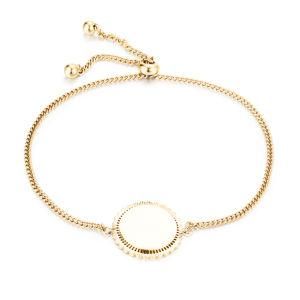 Fashion Adjustable Stainless Steel Solid Chain Bead Charm Bracelet for Women