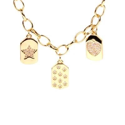 High Quality Gold Plated Differnt Charms Pendant Necklace