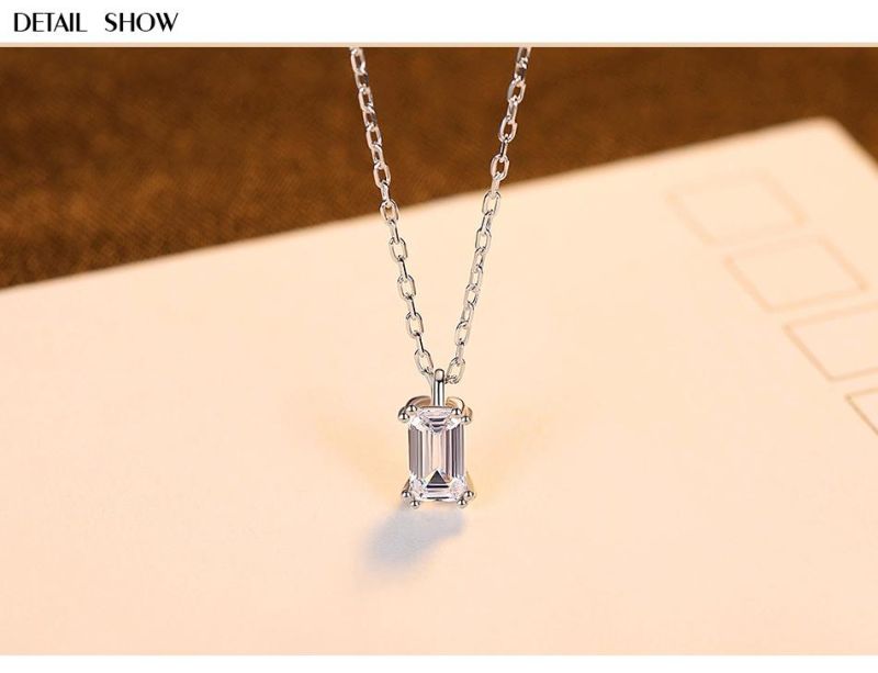 Fashion Creative Transparent Cuboid Crystal Zircon Chain Necklace