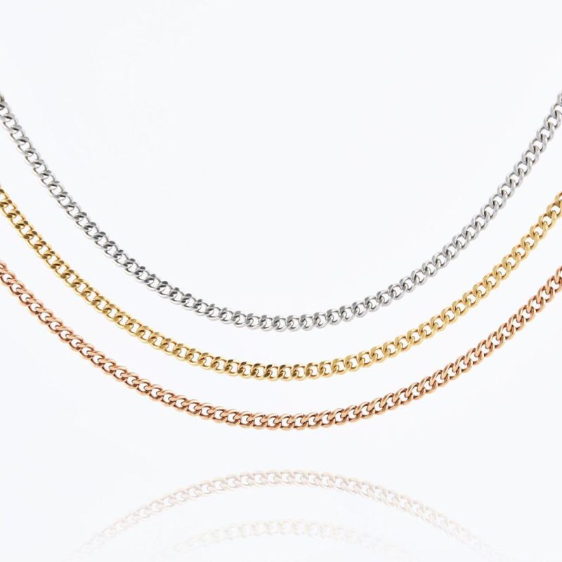 Wholesale High Quality Fashion Polish Curb Chain Necklace Stainless Steel Gold Plated Customized Design