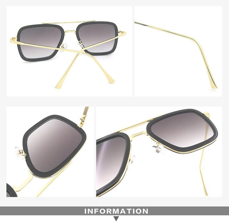 Sunglasses Square Metal Frame Gradient Lens Sunglasses Men