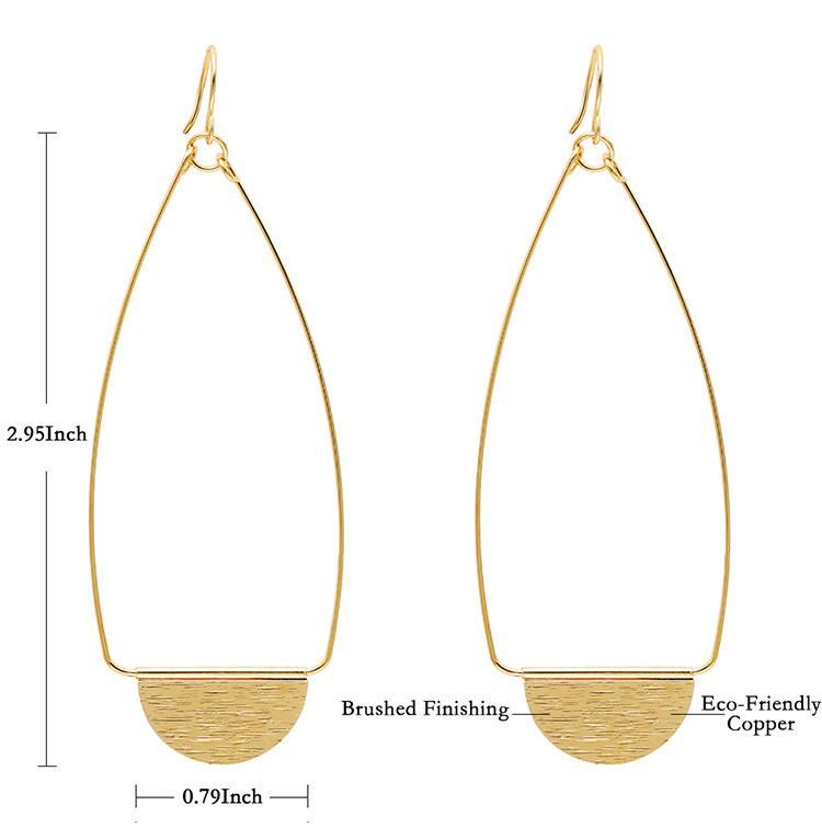 Bohemian Jewelry for Women Gold Brushed Hollow Teardrop with Zinc Alloy Hoop Hook Earrings