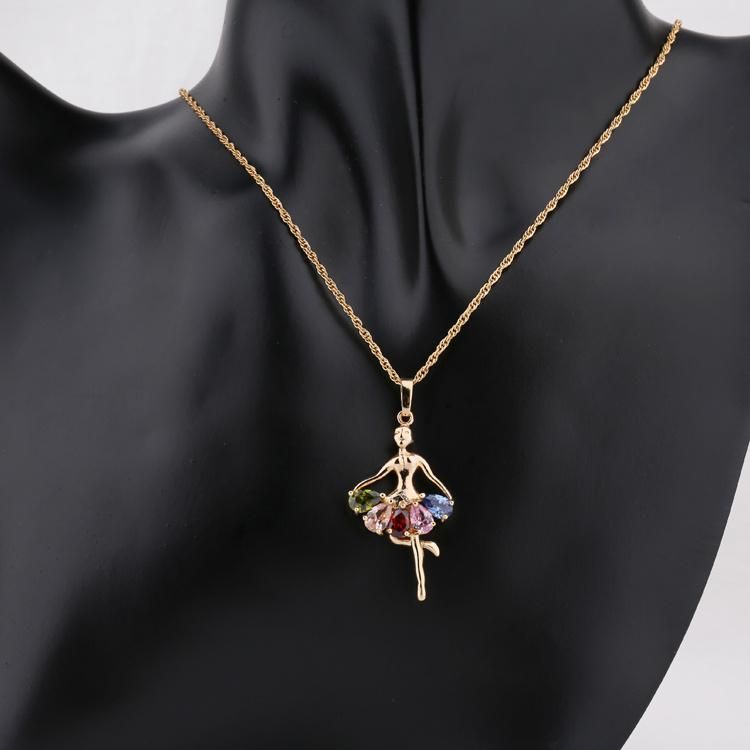 Fashion Custom Women 18K Gold Plated Alloy Crystal Silver Jewelry Chain Sets Pendant Necklace